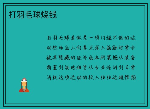 打羽毛球烧钱